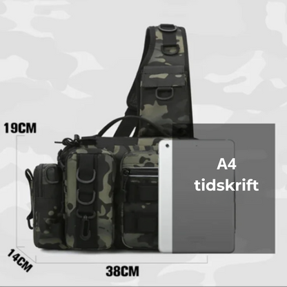 Fiskra Pro SlingPack – Multifunktionell fiskeryggsäck med betesask, förvaringsfickor och spöhållare