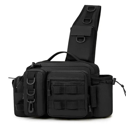 Fiskra Pro SlingPack – Multifunktionell fiskeryggsäck med betesask, förvaringsfickor och spöhållare