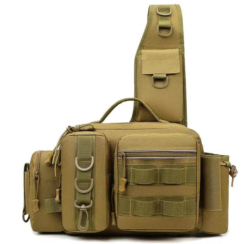 Fiskra Pro SlingPack – Multifunktionell fiskeryggsäck med betesask, förvaringsfickor och spöhållare