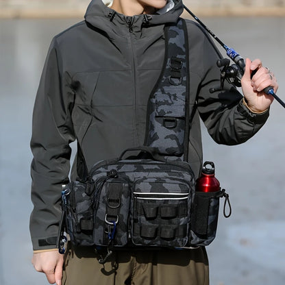 Fiskra Pro SlingPack – Multifunktionell fiskeryggsäck med betesask, förvaringsfickor och spöhållare