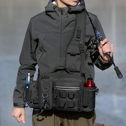 Fiskra Pro SlingPack – Multifunktionell fiskeryggsäck med betesask, förvaringsfickor och spöhållare